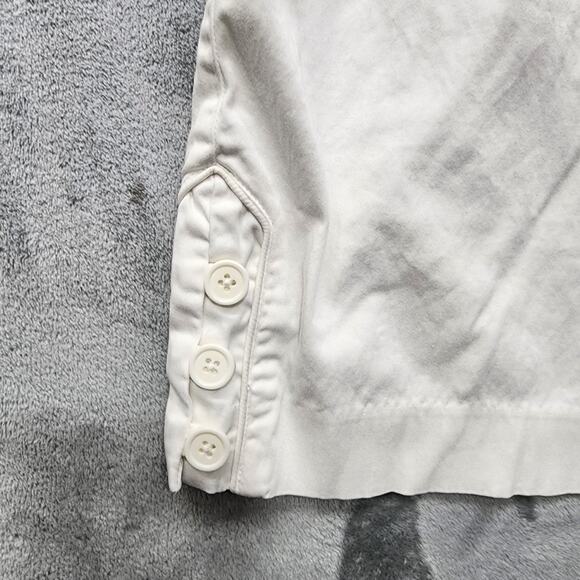 Multiples Pants Womens 12 White Stretch Cotton Capri Button Hem Preppy Nautical - Picture 2 of 13